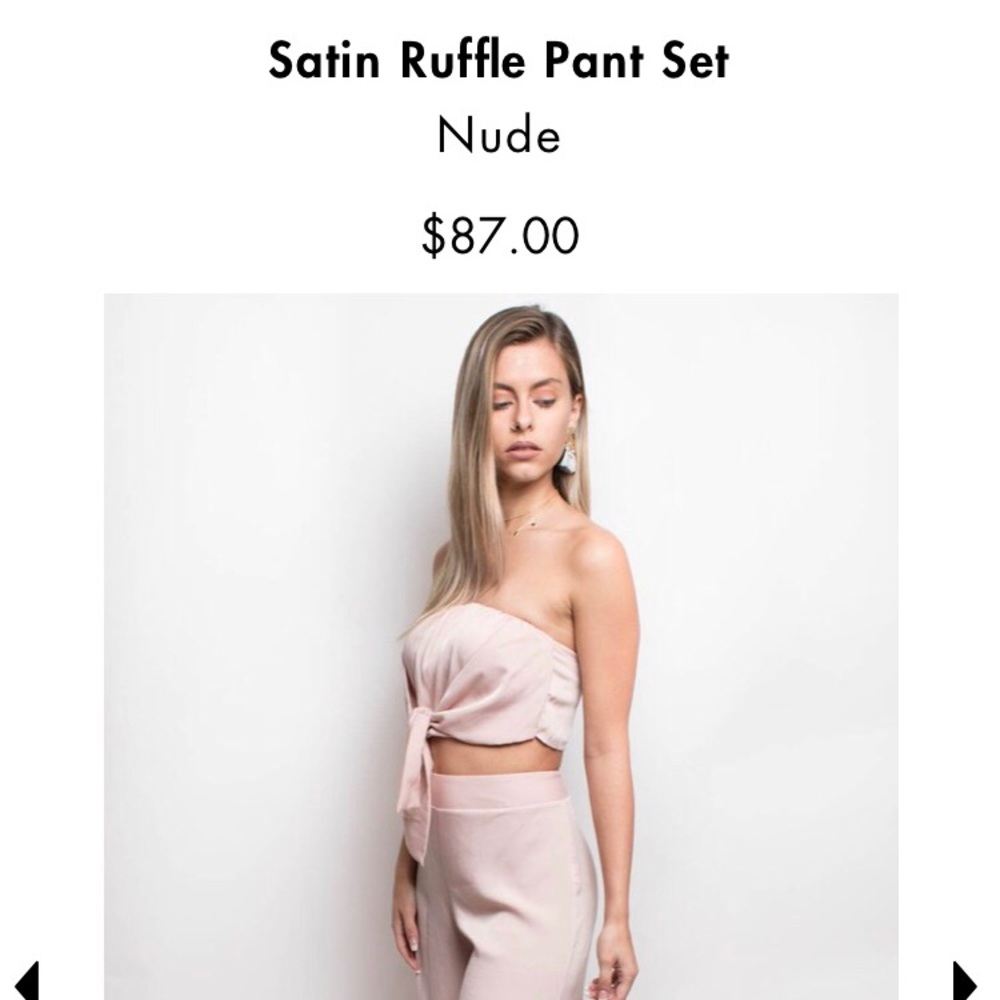 Satin Ruffle Pant Two Piece Set - Picture 3 of 3